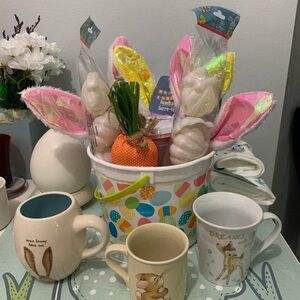 Disney, Rae Dunn, Bambi w/Easter Clams Bucket with Pink Ears and Orange Carrot